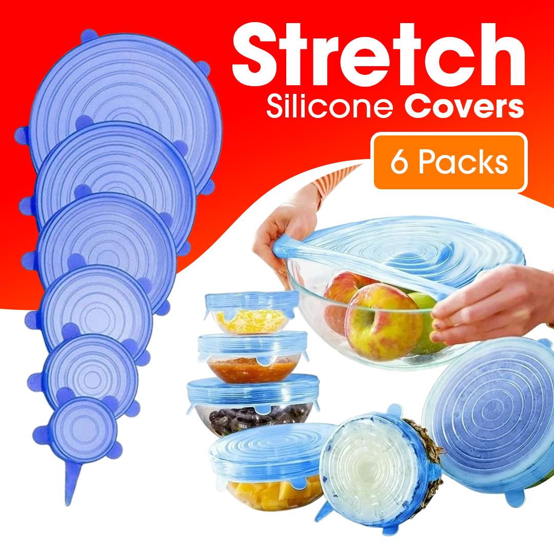 6 أغطية سيليكون للأواني قابلة للتمدد | Stretch Silicone Covers 6 Packs
